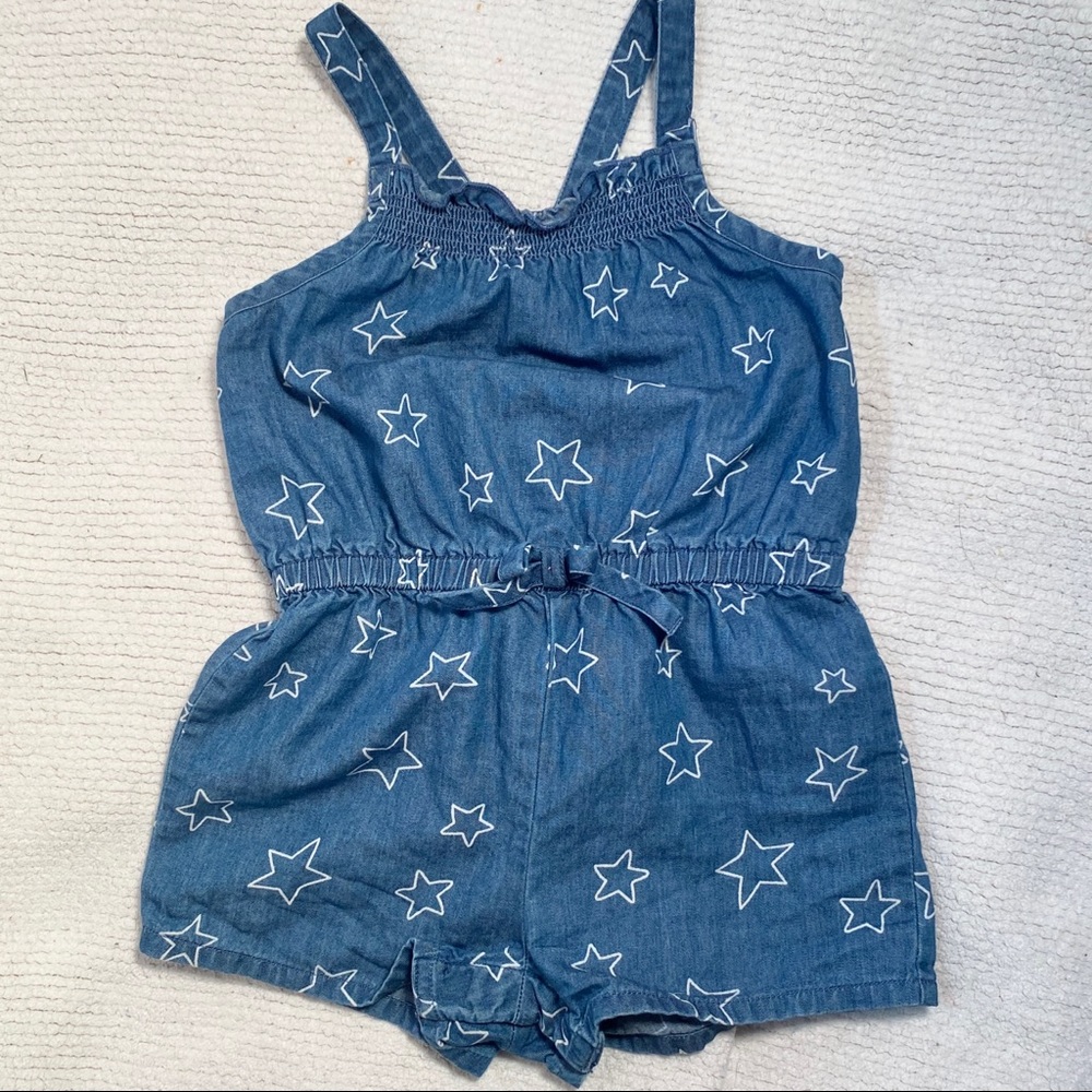 Cat & Jack Denim Romper w/ Stars, Baby Girl 12M